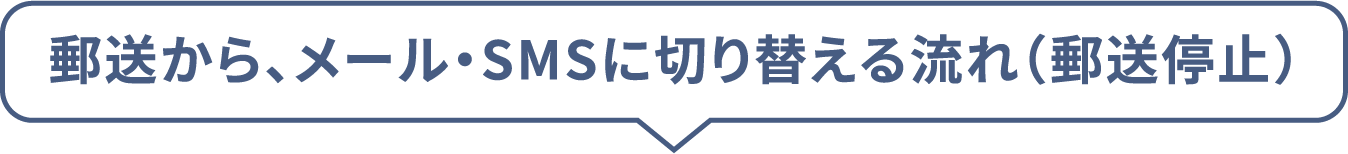 郵送から、メール・SMSに切り替える流れ（郵送停止）